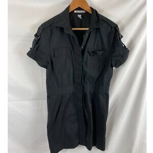 Kenneth Cole Button Up shirt dress short sleeve black size 6